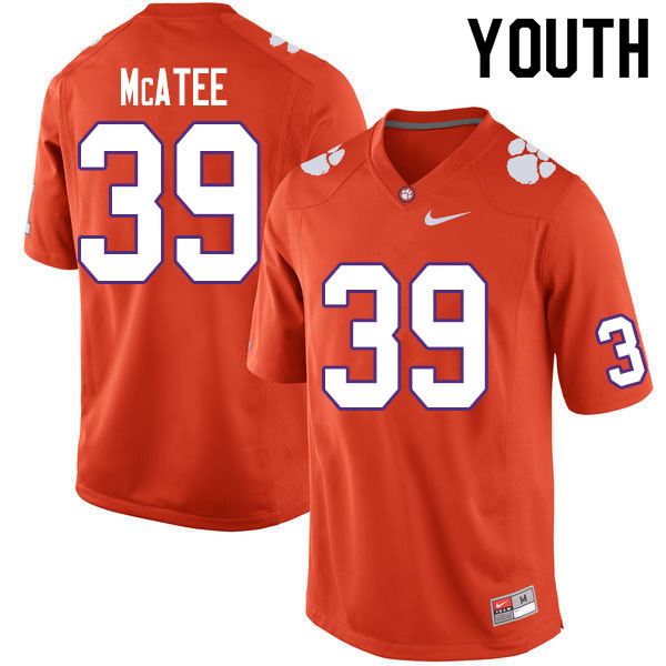 Youth #39 Bubba McAtee Clemson Tigers College Football Jerseys Sale-Orange